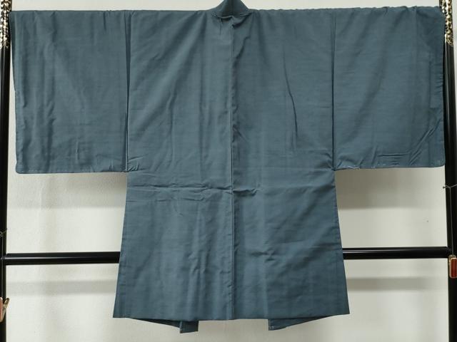 平和屋着物●男性 紬 アンサンブル 色無地 藍鼠色 キングサイズ 正絹 逸品 未使用 CABB4529yc
