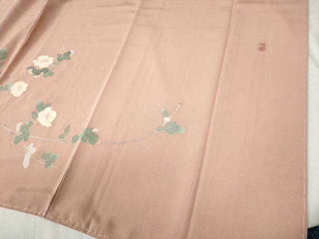 平和屋着物●本加賀友禅作家 金丸明広 訪問着 作家物 枝花文 ロング丈 正絹 逸品 未使用 CABB4533yc