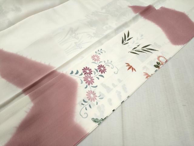 平和屋着物●訪問着 駒刺繍 霞花車文 暈し染め 金彩 正絹 逸品 CABB4548yc