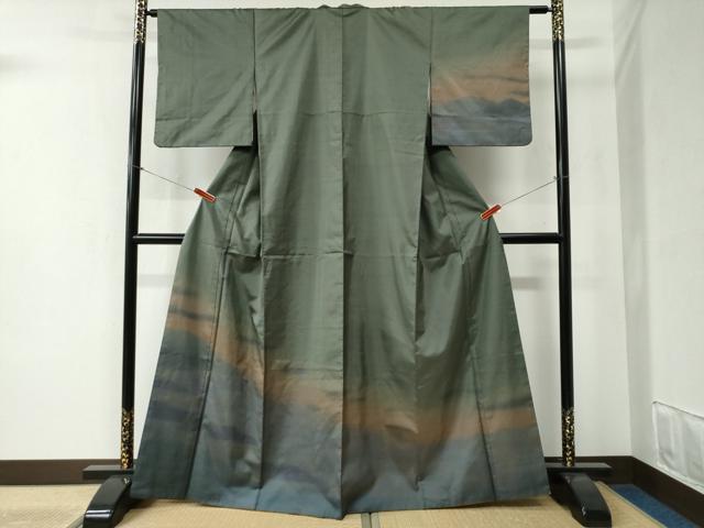 平和屋着物●訪問着 本場染大島紬 霞文 正絹 逸品 CABB4580yc
