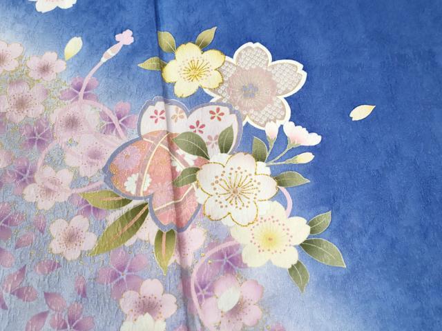 平和屋着物●豪華振袖 舞桜文 ラメ糸 暈し染め 金彩 正絹 逸品 CABB4596yc