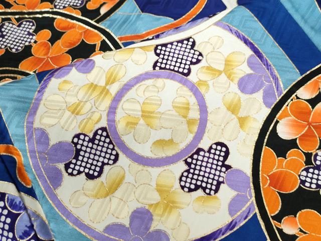 平和屋着物●豪華振袖 駒刺繍 立波吉祥文花丸文 金彩 正絹 逸品 CABB4606yc