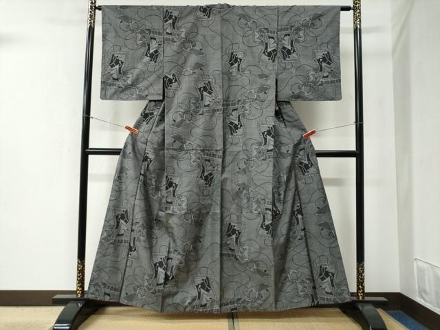 平和屋着物●本場大島紬 9マルキ 霞吉祥絵巻文 正絹 逸品 CABB4607yc