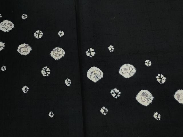 平和屋着物●赤城紬 訪問着 絞り 干支 黒地 正絹 逸品 CABB4625yc