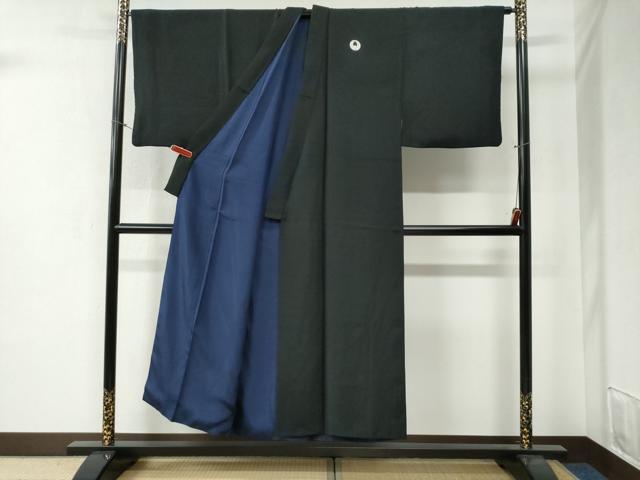 平和屋着物●男性 黒紋付 正絹 逸品 CABB4647yc