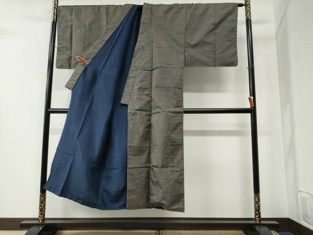 平和屋着物●男性 本場大島紬 アンサンブル・長襦袢セット 格子 正絹 逸品 未使用 CABB4664yc