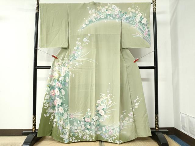 平和屋着物●訪問着 友禅 草花文 暈し染め 正絹 逸品 CABB4671yc