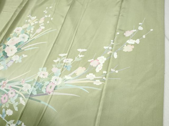 平和屋着物●訪問着 友禅 草花文 暈し染め 正絹 逸品 CABB4671yc
