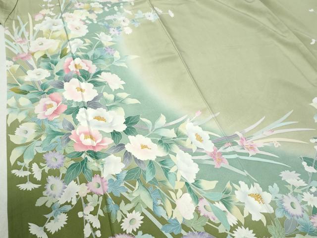 平和屋着物●訪問着 友禅 草花文 暈し染め 正絹 逸品 CABB4671yc