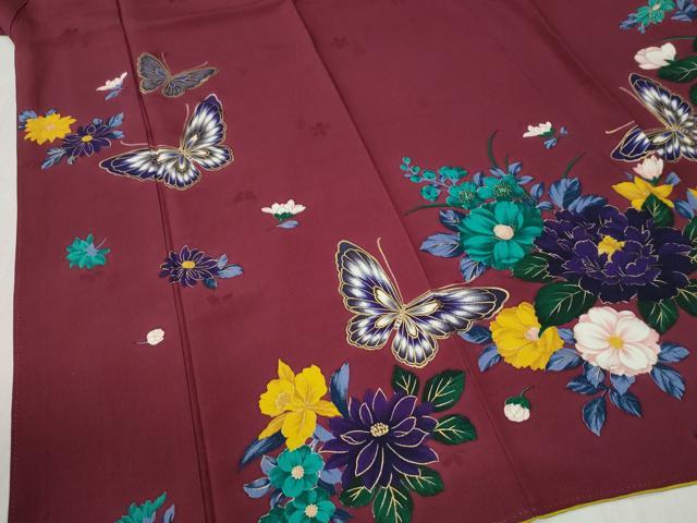 平和屋着物●森英恵・HANAE MORI 振袖 舞蝶牡丹花文 金彩 正絹 逸品 CABB4676yc