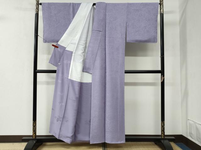 平和屋着物●上質な色無地 風景地紋 浅紫色 正絹 逸品 未使用 CABB4684yc