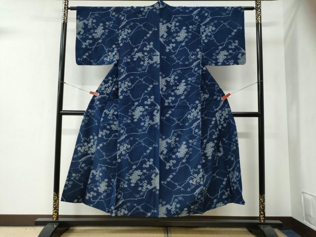 平和屋着物●久留米絣 単衣 枝花文 綿 逸品 CABB4688yc