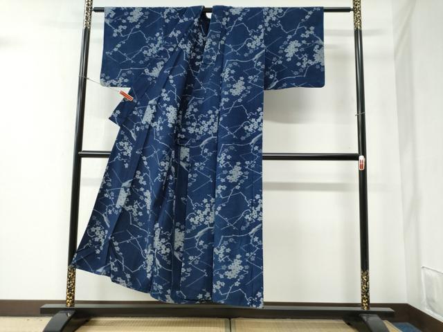 平和屋着物●久留米絣 単衣 枝花文 綿 逸品 CABB4688yc