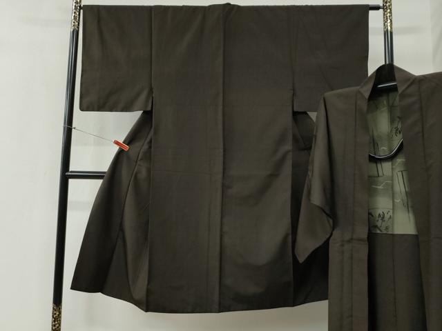 平和屋着物●男性 紬 アンサンブル 縞 正絹 逸品 CABB4703yc