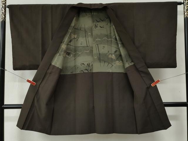 平和屋着物●男性 紬 アンサンブル 縞 正絹 逸品 CABB4703yc
