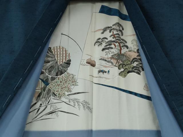平和屋着物●男性 紬 髭紬羽織セット 色無地 留紺色 正絹 逸品 未使用 CABB4704yc