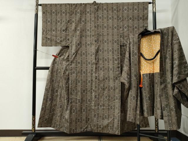 平和屋着物●本場大島紬　アンサンブル　割り込み絣　立涌花文　正絹　逸品　CABB4707yc 平和屋着物○本場大島紬 アンサンブル 割り込み絣 立涌花文 正絹 逸品