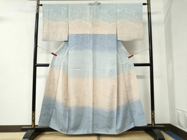 平和屋着物●皇室献上作家 北出与三郎 訪問着 雲取り草花地紋 暈し染め 正絹 逸品 CABB4727yc
