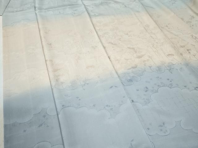 平和屋着物●皇室献上作家 北出与三郎 訪問着 雲取り草花地紋 暈し染め 正絹 逸品 CABB4727yc