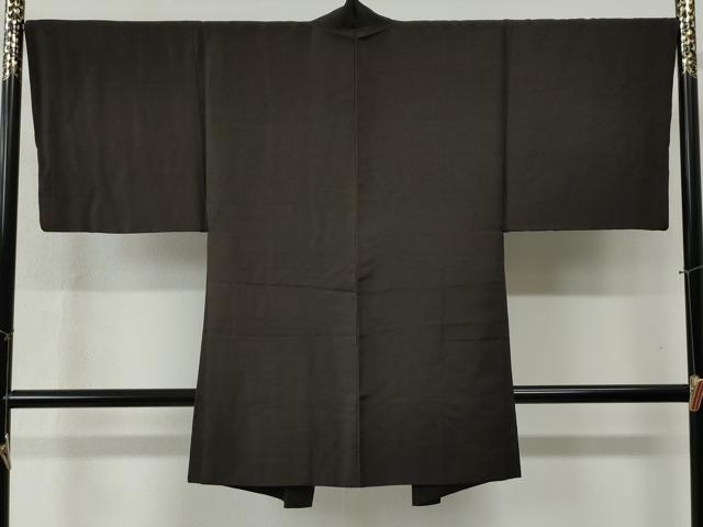 平和屋着物●男性 紬 アンサンブル 色無地 赤墨色 正絹 逸品 CABB4749yc