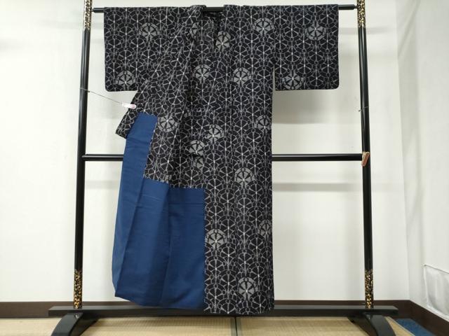 平和屋着物●久留米絣 胴抜き仕立て 源氏車 綿 逸品 CABB4763yc