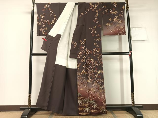 平和屋着物●訪問着 萩笹文 暈し染め 金彩 正絹 逸品 CABB4835vp