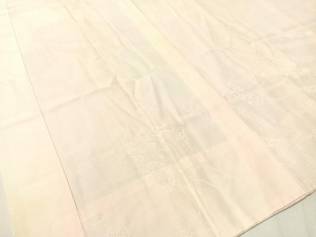 平和屋着物●振袖用長襦袢 無双仕立て 御所車熨斗花地紋 暈し染め 正絹 逸品 CABB4860vp