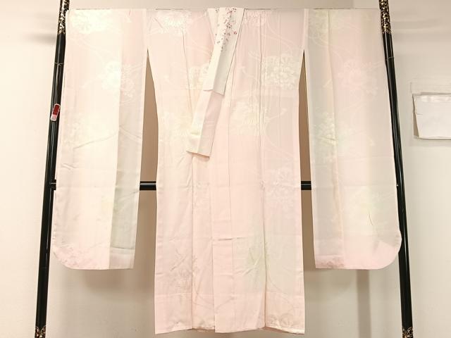 平和屋着物●振袖用長襦袢　無双仕立て　花車地紋　暈し染め　半衿刺繍　広衿仕立て　正絹　逸品　CABB4865vp 平和屋着物○振袖用長襦袢 無双仕立て 花車地紋 暈し染め 半衿