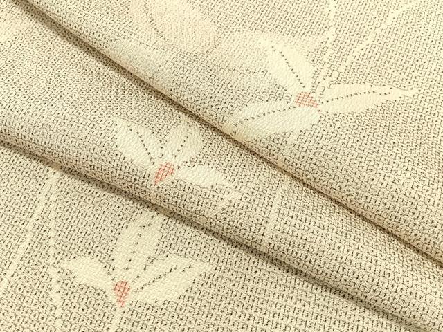 平和屋着物▽本塩沢　単衣　草花文　正絹　逸品　未使用　DAAW0430op 平和屋着物○本塩沢 110亀甲 草花文 正絹 逸品 CABB4944vp