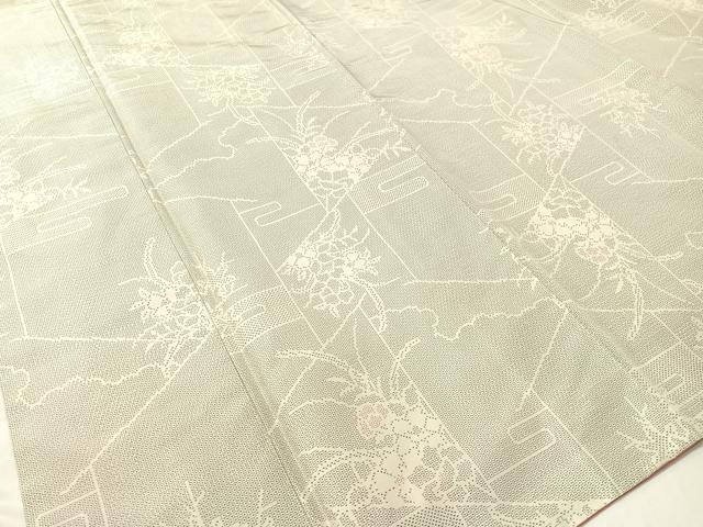 平和屋着物●本場大島紬 白大島 120亀甲 霞花文 正絹 逸品 CABB4951vp
