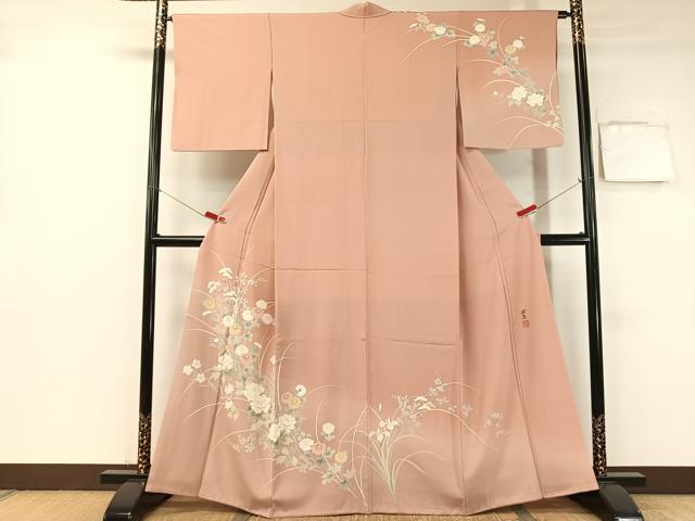 極上　訪問着　友禅　風景草花文　暈し染め　正絹　逸品 極上 訪問着 友禅 風景草花文 暈し染め 正絹 逸品 極上 訪問着 友禅