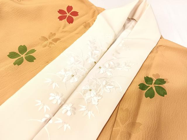 平和屋着物●長襦袢 袷 舞桜 半衿刺繍 正絹 逸品 CABB4999vp