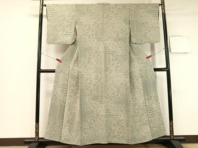平和屋着物●上質な小紋 名物裂 鬼しぼ縮緬 正絹 逸品 CABB5011vp
