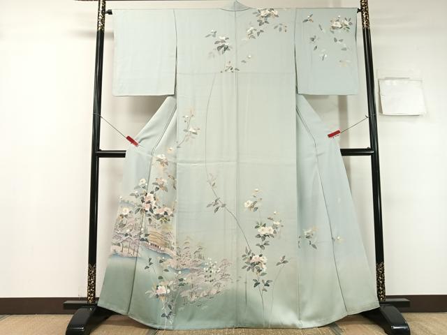 平和屋着物●訪問着 友禅 作家物 名所風景花文 暈し染め 正絹 逸品 CABB5023vp