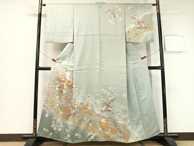 平和屋着物●訪問着 絞り 道長花文 暈し染め 金彩 正絹 逸品 CABB5024vp