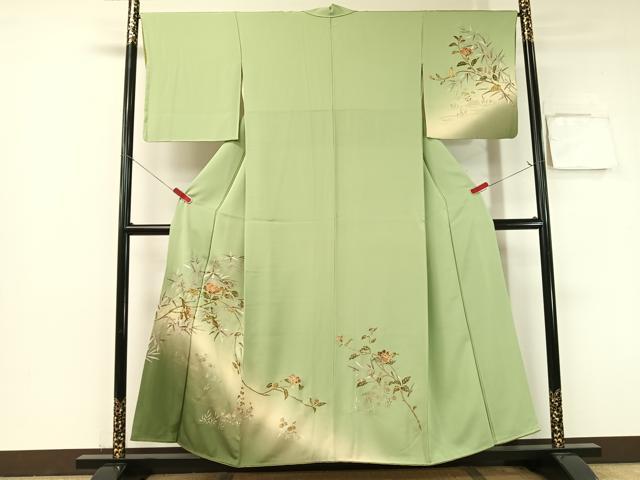 平和屋着物●訪問着 枝花文 暈し染め 金銀彩 正絹 逸品 未使用 CABB5040vp