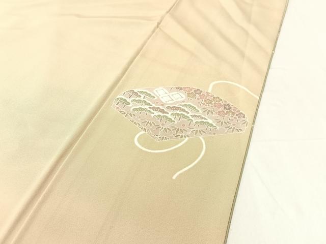 平和屋着物●豪華色留袖 駒刺繍 文箱花文 暈し染め 金彩 正絹 逸品 CABB5041vp