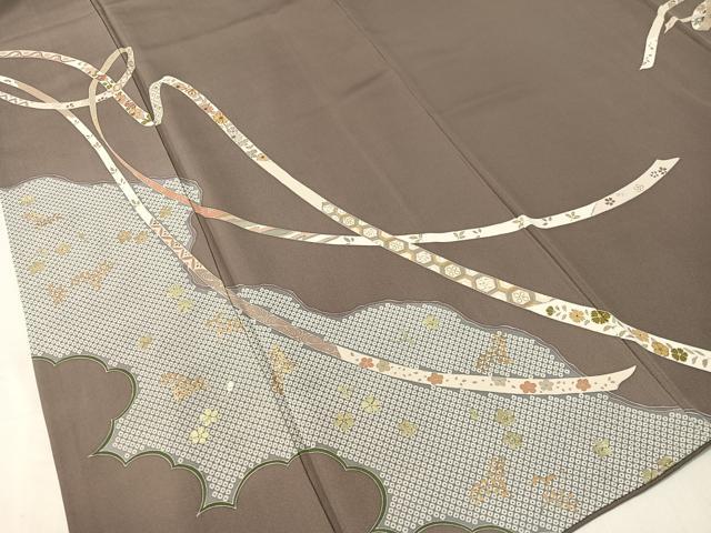 平和屋着物●訪問着 駒刺繍 鬘帯鹿の子花文 金彩 正絹 逸品 CABB5043vp