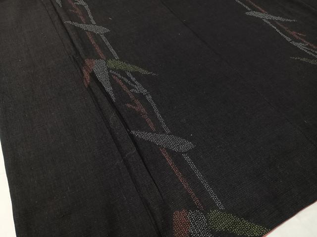 平和屋着物●本場結城紬 重要無形文化財 80亀甲 飛び亀甲柄 笹竹文 正絹 逸品 CABB5098vp