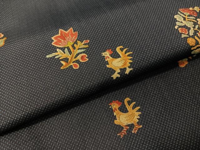 平和屋着物●本場染大島紬 訪問着 更紗花鳥文 正絹 逸品 CABB5102vp
