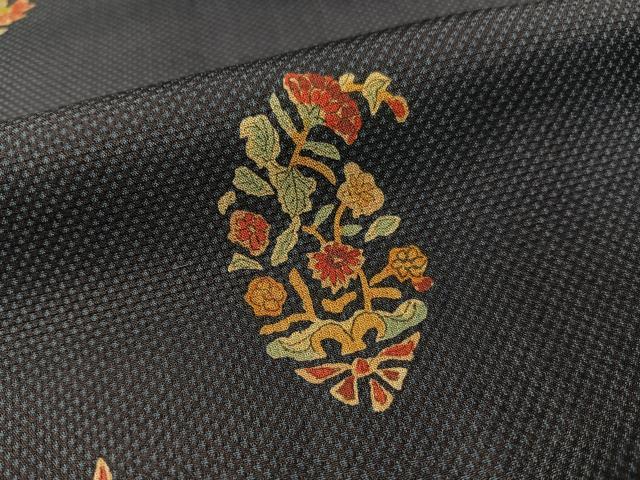 平和屋着物●本場染大島紬 訪問着 更紗花鳥文 正絹 逸品 CABB5102vp