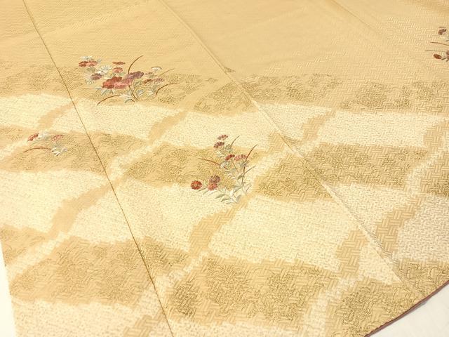 平和屋着物●訪問着 絞り 刺繍 草花文 金彩 正絹 逸品 CABB5141vp