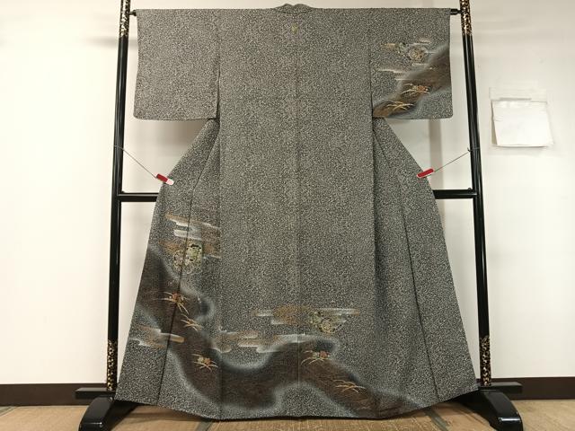 平和屋着物●訪問着　霞花鼓文　たたき染め　金銀彩　正絹　逸品　CABB5155vp 平和屋着物○訪問着 霞花鼓文 たたき染め 金銀彩 正絹 逸品 CABB5155vp