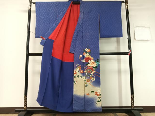 平和屋着物●アンティーク 大正ロマン 訪問着 刺繍 花車文 暈し染め 金彩 正絹 逸品 CABB5158vp