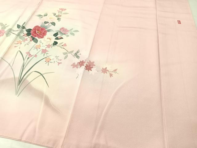 平和屋着物●訪問着 友禅 作家物 枝花文 暈し染め 正絹 逸品 CABB5161vp