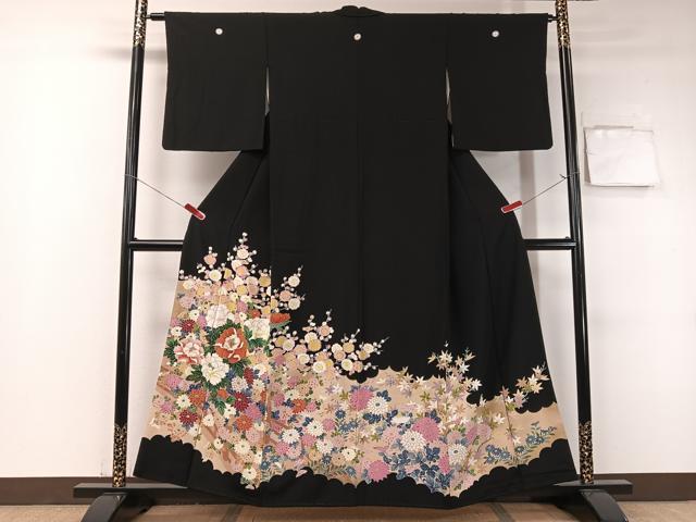 平和屋着物●豪華黒留袖 雲取り草花文 金彩 正絹 逸品 CABB5175vp