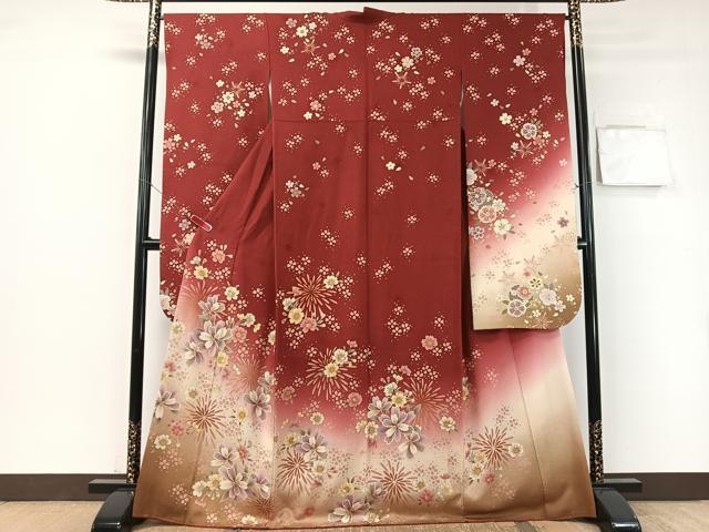 平和屋着物●豪華振袖　駒刺繍　花火　暈し染め　銀通し地　正絹　逸品　CABB5184vp 平和屋着物○豪華振袖 駒刺繍 花火 暈し染め 銀通し地 正絹