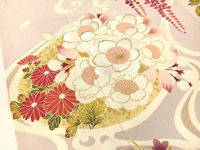 平和屋着物●豪華振袖 刺繍 流水藤花文 金彩 鬼しぼ縮緬 鈴乃屋扱い 正絹 逸品 CABB5185vp
