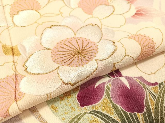 平和屋着物●豪華振袖 刺繍 流水藤花文 金彩 鬼しぼ縮緬 鈴乃屋扱い 正絹 逸品 CABB5185vp