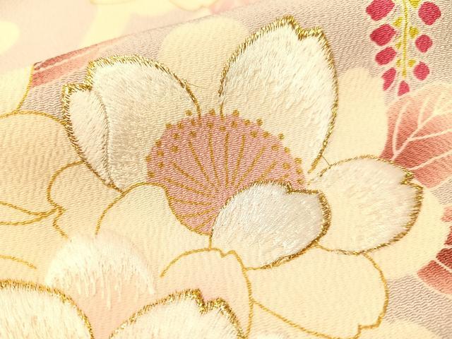 平和屋着物●豪華振袖 刺繍 流水藤花文 金彩 鬼しぼ縮緬 鈴乃屋扱い 正絹 逸品 CABB5185vp